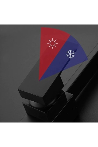 Venita Siyah Mutfak Bataryası Sıcak Soğuk Çift Su Girişli Kare Mutfak Bataryası Soft