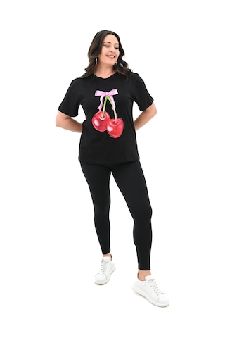 Kadın Büyük Beden Kiraz Baskılı T-shirt 1785-24 001