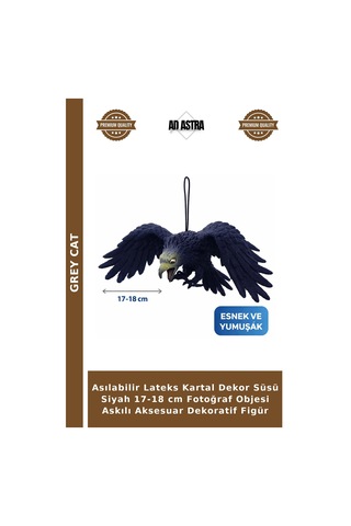 Asılabilir Lateks Kartal Dekor Süsü Siyah 17-18 Cm Fotoğraf Objesi Askılı Aksesuar Dekoratif Figür