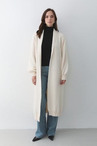 Krem Boydan Uzun Triko Hırka - 251015 Krem