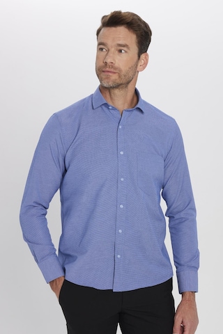 Tudors Erkek Regular Fit Klasik Kesim Armürlü Mavi Gömlek-32496 Mavi