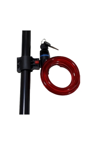 12X1200 mm Anahtarlı Halat Kilit Taşıma Aparatlı Kırmızı Renk Kırmızı