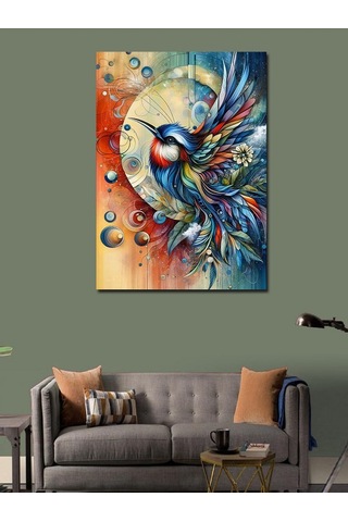 Kanvas Tablo Mavi Kuş Ve Desenler 70cmx100cm