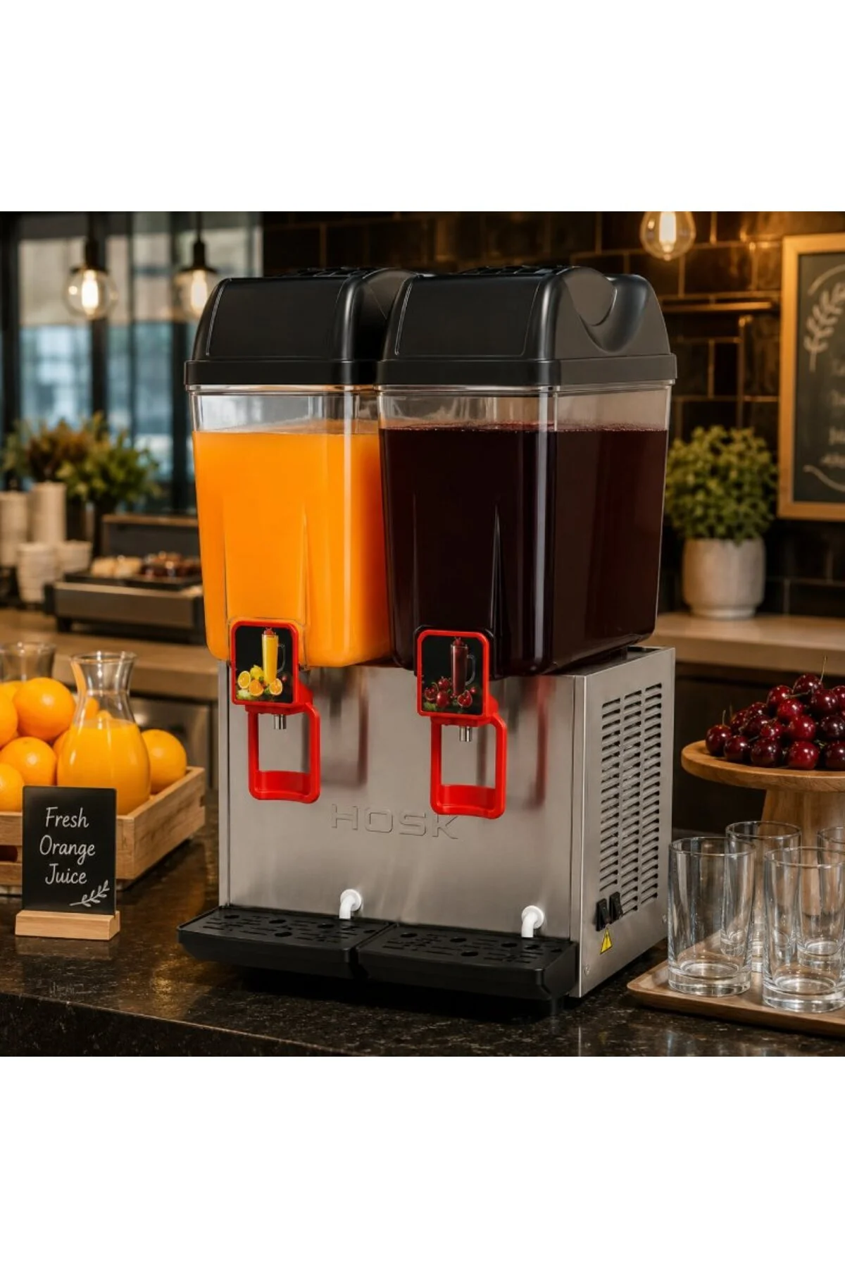 Limonata, Şerbet Makinesi, Soğuk İçecek Dispanseri, 2x20l, Fıskiyeli Model Çok Renkli