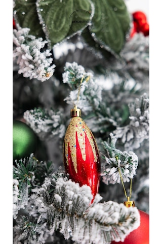 Yılbaşı Süsü 4'lü Konik Kırmızı 12 Cm