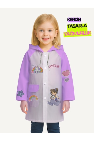Casabony Lila Kendin Tasarla Kız Çocuk Yağmurluk Lila