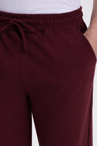 Tudors Erkek Slim Fit Dar Kesim Beli Bağcıklı 3 Cepli Geniş Paça Bordo Eşofman Altı-41908 Bordo