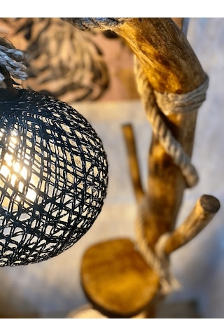 ArtAğaçTasarım Ağaç Lambader Doğal Kütük Köşe Aydınlatma Ahşap Amasya Serisi