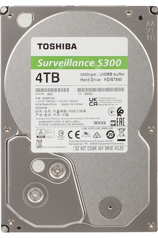 Toshıba S300 Hdwt840uzsva 3.5" 4tb 256mb 5400 Rpm 7/24 Güvenlik Hdd Türkiye Distribütörü li