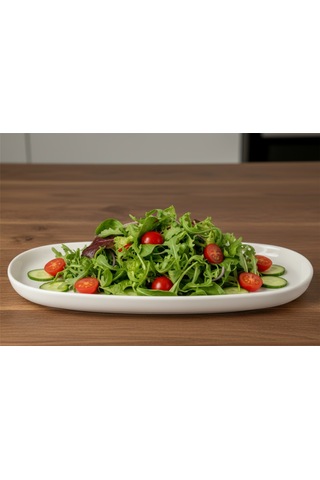 6 Kişilik Nodric Kenar Oval Kayık Salata Tabağı 25cm Krem Rengi