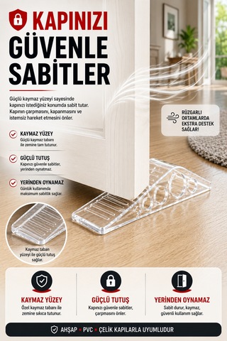 3 Adet Şeffaf Silikon Kapı Altı Stoperi Kaydırmaz Kapı Durdurucu 12 Cm Kapı Sabitleyici