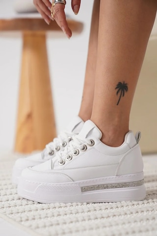 Trendella Beyaz Kadın Gizli Topuklu Sneaker Tr04ms01b