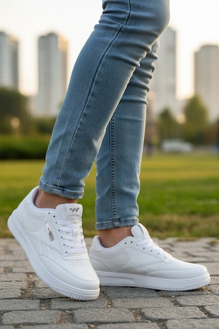 Beyaz Bağcıklı Hafif Cilt Erkek Spor Ayakkabı Marlow M Beyaz-beyaz