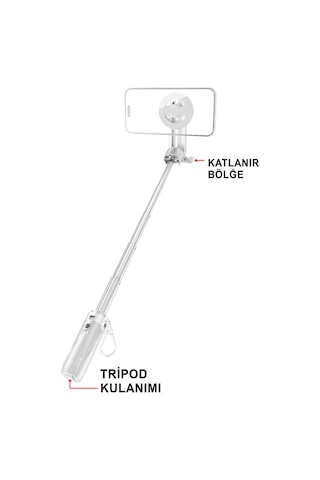 Magsafe Uyumlu 360 Derece Dönebilen Bluetooth Kumandalı Selfie Çubuğu & Tripod Mt6633