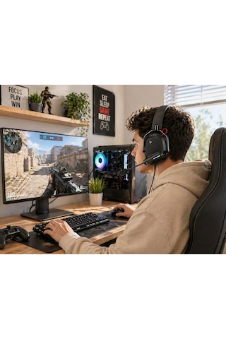 Rgb Oyuncu Kulaklığı Mikrofonlu 40mm Sürücü Kablolu Gaming Headset