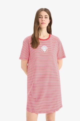 DeFacto Çizgili Bisiklet Yaka Kısa Kollu Gecelik-Fall in Love E0268AX25SPRD227