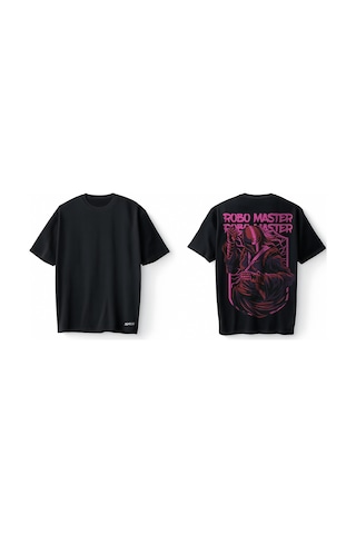 Bumeta Robo Master Streetwear Oversize Unisex Tişört T-shirt Siyah