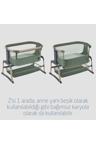 Maxi-Cosi Iora Air Sallanabilen Ahşap Görünümlü Anne Yanı Beşik Beyond Green