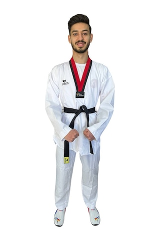 Jumok Poom Yaka Fitilli Taekwondo Elbisesi Beyaz
