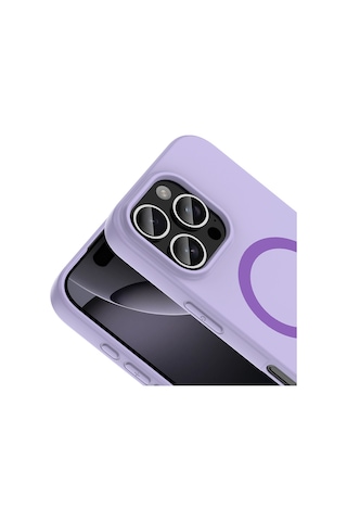 Apple iPhone Uyumlu 16 Pro Max Kılıf M-safe Şarj Özellikli Zore Aris Silikon Kapak - Lila