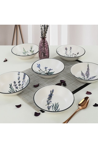 Keramika Çiçek Bahçesi Yemek Tabağı 18 cm 6 Adet Keramika Çiçek Bahçesi Yemek Tabağı 18 cm 6 Adet