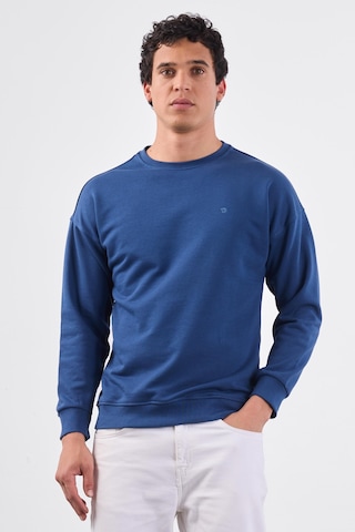 Dufy Açık Lacivert Bisiklet Yaka Regular Fit Erkek Sweatshirt Lacivert