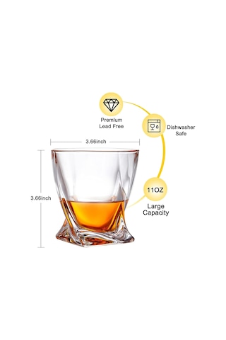 Viski Kayaları Bardağı, 4'lü Set 2 Kristal Bourbon Bardağı, 2 Yuvarlak Büyük Buz Topu Kalıbı Hediye Kutusund