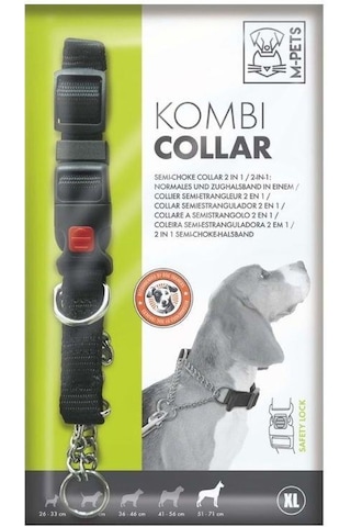 M-pets Kombi 2in1 Köpek Eğitim Tasması Siyah Xl