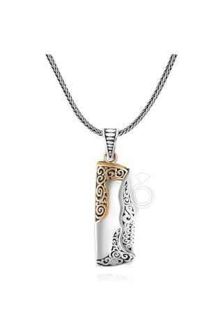 925 Ayar Gümüş Avcı Bıçağı Tasarım Açılır Kapanır Erkek Kolye Gümüş