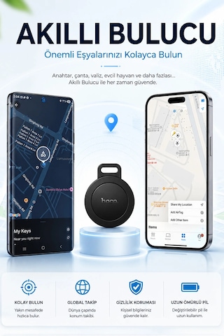Exenar - Siyah - Apple iPhone Uyumlu Apple Airtag Uyumlu Ve Android Mini Eşya Araç Motor Mini Bulucu 1