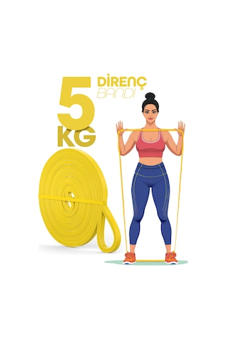 5kg Barfiks Lastiği Gym Resistance Band Antrenman Kas Geliştirme Bandı Sarı Hafif