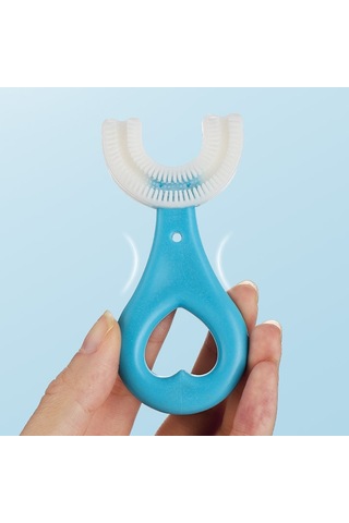 Sones U Şeklinde Çocuk Bebek Elde Tutulan Yumuşak Diş Fırçası Fırçalama Eseri 2-6 Yaş Arası Mavi
