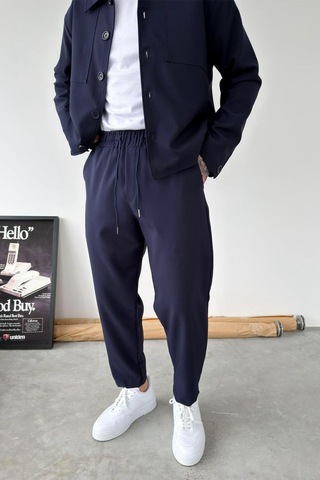 Lacivert Basic Boyfriend Kumaş Pantolon Lacivert
