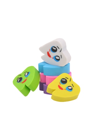 Youmex 50'li Paket Diş Şekilli Silgi - Renkli Ve Eğlenceli Okul Malzemeleri