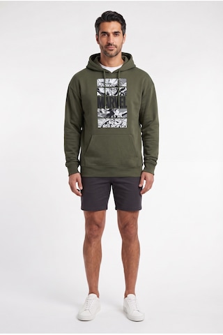 Sup Marvel Yazılı Anime Kapüşonlu Desenli Haki Erkek Sweatshirt 12055 Siyah