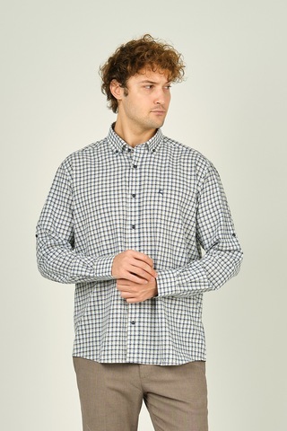 Figs Erkek Slim Fit Ekoseli Uzun Kollu %100 Pamuk Gömlek 0016 Bej Bej