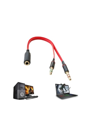 3.5 Mm Aux Kulaklık Mikrofon Dönüştürücü Birleştirici Kablo