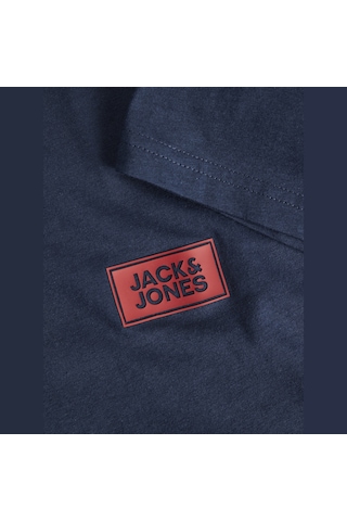 Jack & Jones Erkek Logo Detayli Bisiklet Yaka Tisört - Rush - 12298424 Lacivert