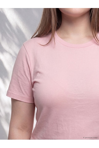 Lcwaıkıkı Curve Pembe Büyük Beden Soft Touch Kadın Tişört
