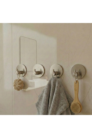 Zift Unique 4 Adet Paslanmaz Çelik Krom Banyo/Bornoz/Havlu Askısı Krom