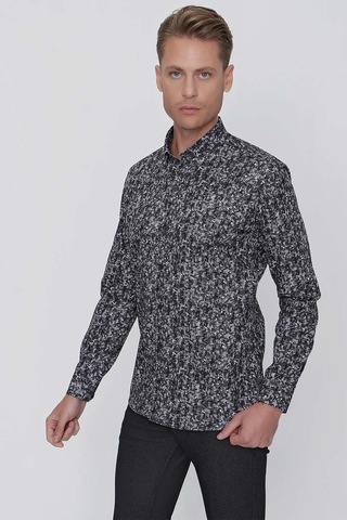 G 1521 Slim Fit Siyah Spor Gömlek Siyah