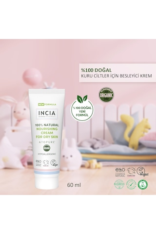 Incıa Atopure %100 Doğal Atopiğe Eğilimli Ciltler İçin Krem Çok Kuru Ciltler İçin Yalancı İğde Yağı 60 Ml