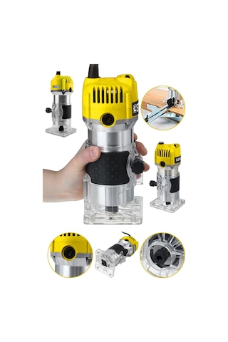 Steiner 3000 Watt 6 Kademe Devir Ayarlı Formika Traşlama Freze Makinesi 6 MM Pens Sarı