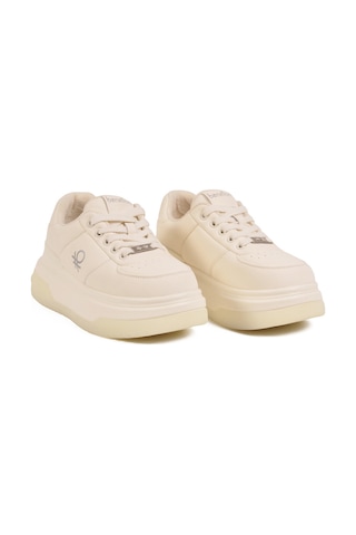 United Colors Of Benetton Beyaz Bağcıklı Cilt Memory Foam Kadın Spor Ayakkabı Bnı-12046 G