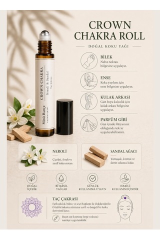 Taç Çakra Roll - %100 Doğal Neroli & Sandal Yağı 10 Ml