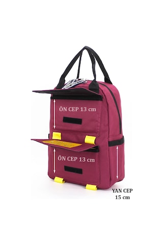 Case Club Kadın Sırt Çantası Yandan Cepli Su Geçirmmez Kumaş Bordo