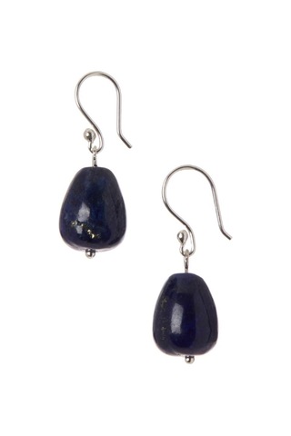 Stoneage Bayan Gümüş Küpe Lapis Lazuli Sevgiliye Beyaz