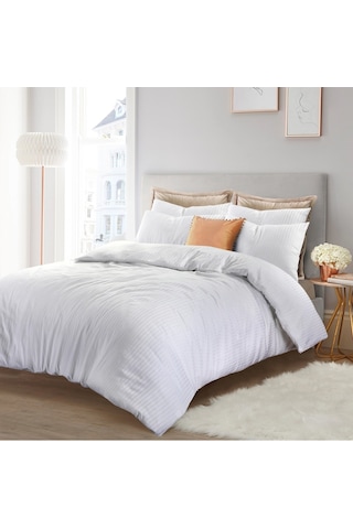 Mulberry Çift Kişilik Nevresim Takımı Pamuk Saten Çizgili %100 Pamuk 200x220 Krem
