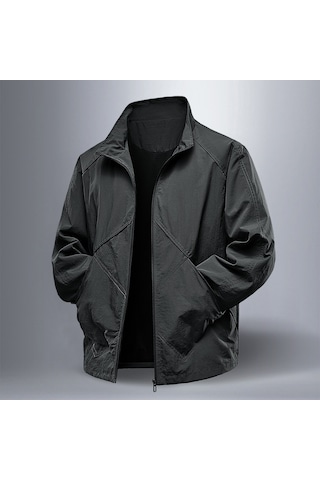 Kırışıklık Önleyici Kumaş Dik Yaka Su İtici Baharlık Erkek Ceket Mont Siyah