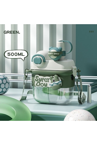 Yaz Saman Fincan Çift Içecek Çocuk Su Bardağı Kadın Öğrenciler Için Bölünmüş Bin Plastik Çift Bin Taşınabilir Su Isıtıcısı-800Ml Yeşil